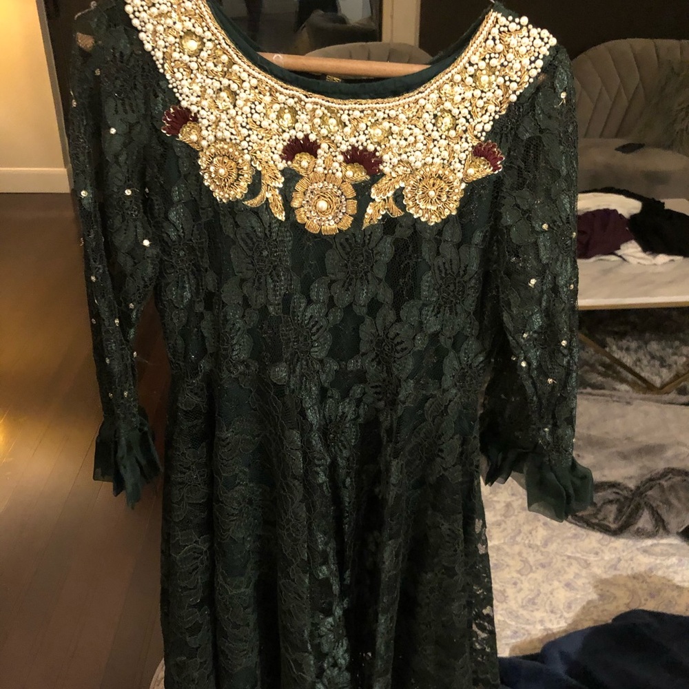 Dark green lace dress